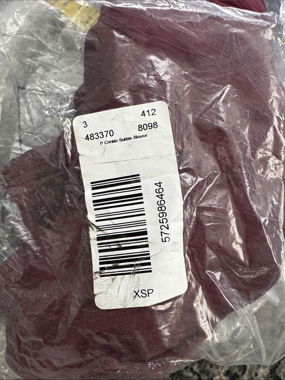 LOFT Burgundy Peasant Blouse elastic waist and cuffs NEW XSP - Picture 12 of 13